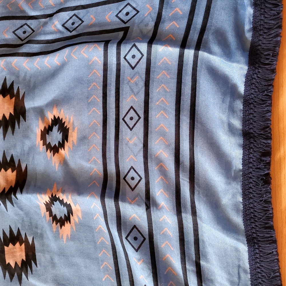 Tribal Pattern Blue and Black Scarf